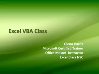 Excel VBA Class