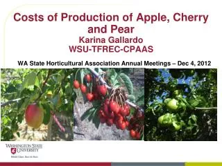 Costs of Production of Apple, Cherry and Pear Karina Gallardo WSU-TFREC-CPAAS