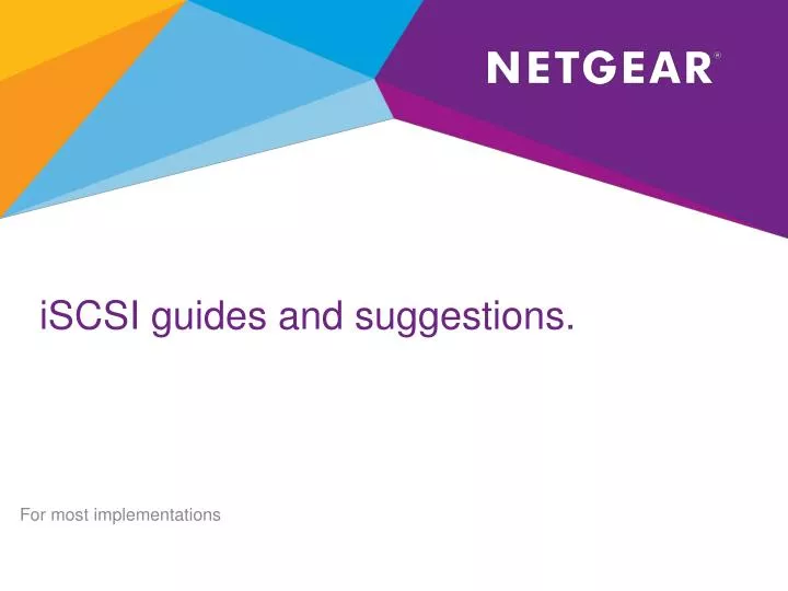 iscsi guides and suggestions