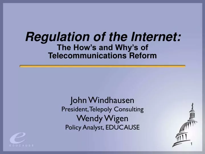 regulation of the internet the how s and why s of telecommunications reform
