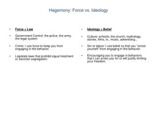 Hegemony: Force vs. Ideology