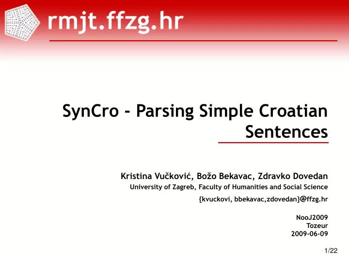 syncro parsing simple croatian sentences