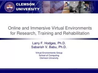 Online and Immersive Virtual Environments for Research, Training and Rehabilitation