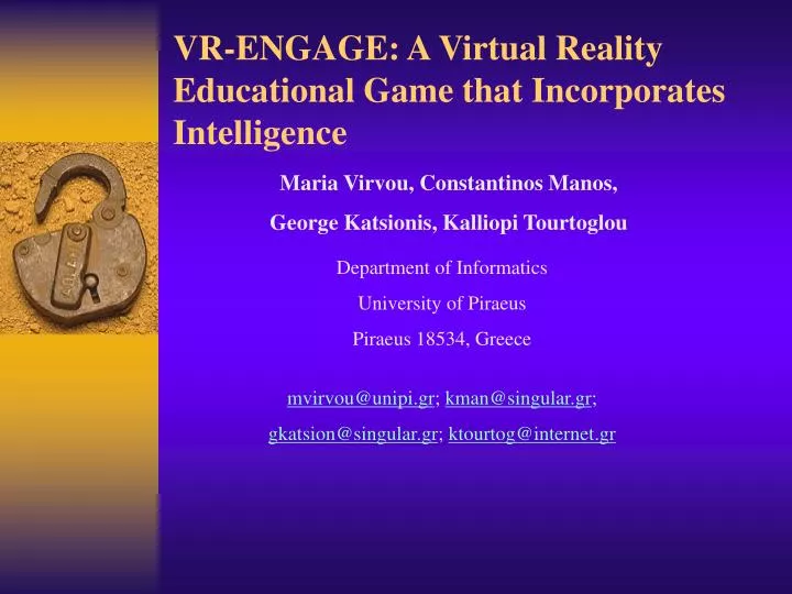 vr engage a virtual reality educational ga m e that incorporates intelligence