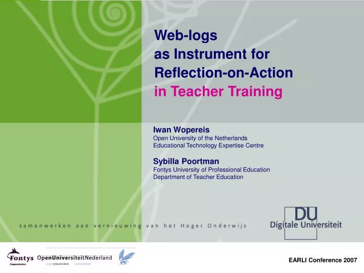 web logs as instrument for reflection on action in teacher training