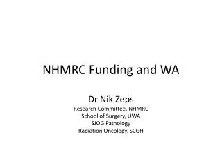 NHMRC Funding and WA