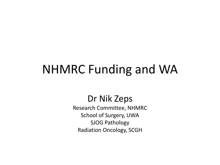 nhmrc funding and wa