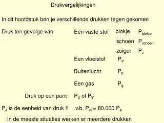 drukvergelijkingen