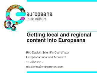 Getting local and regional content into Europeana