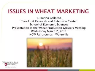 ISSUES IN WHEAT MARKETING