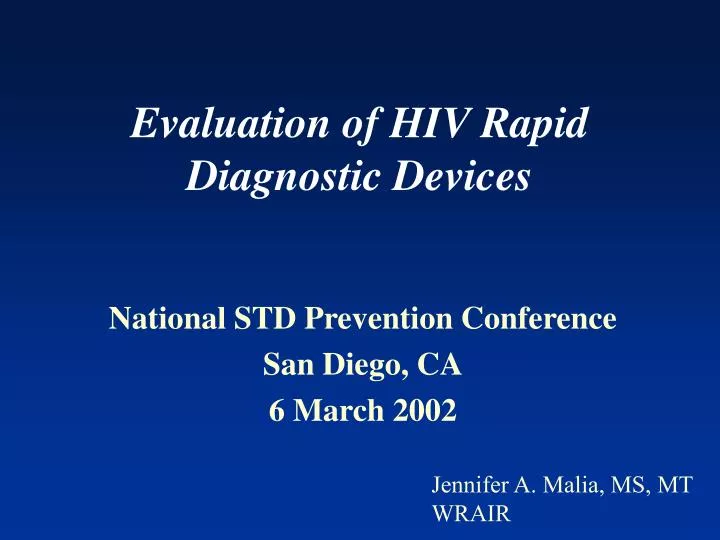 evaluation of hiv rapid diagnostic devices