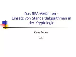 das rsa verfahren einsatz von standardalgorithmen in der kryptologie