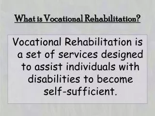 What is Vocational Rehabilitation?