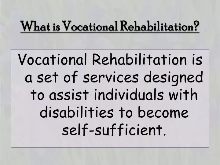 what is vocational rehabilitation