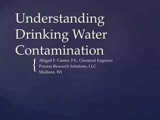 Understanding Drinking Water Contamination