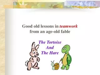 Good old lessons in teamwork from an age-old fable The Tortoise And The Hare