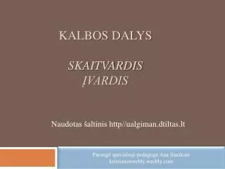 kalbos dalys skaitvardis vardis