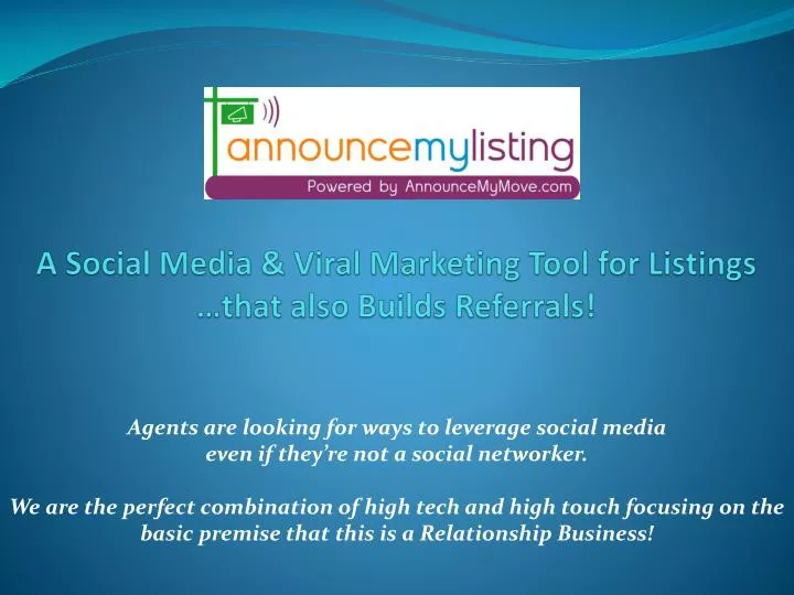 a social media viral marketing tool for listings that also builds referrals