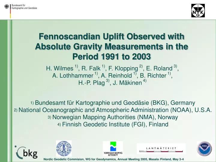 fennoscandian uplift observed with absolute gravity measurements in the period 1991 to 2003