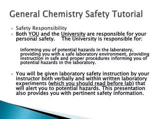 General Chemistry Safety Tutorial