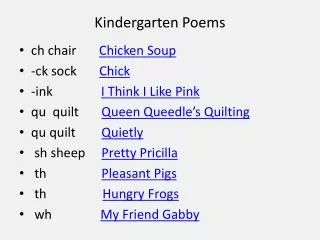 Kindergarten Poems
