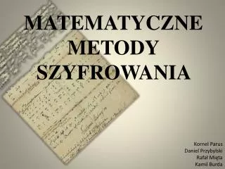 matematyczne metody szyfrowania