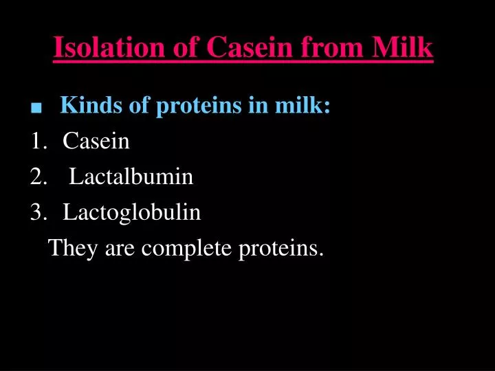 isolation of casein from milk n