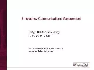 Emergency Communications Management