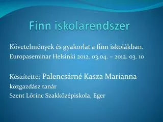 finn iskolarendszer
