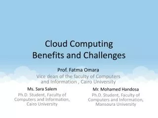 Cloud Computing Benefits and Challenges
