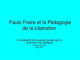 paulo freire et la p dagogie de la lib ration