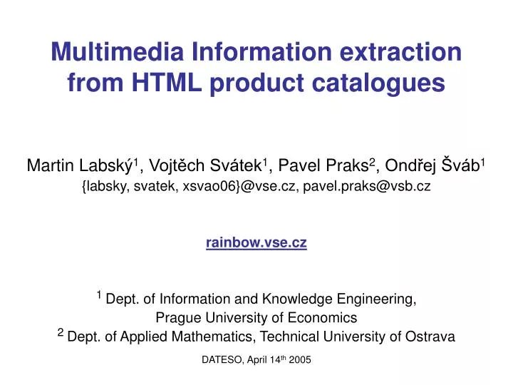 multimedia information extraction from html product catalogues