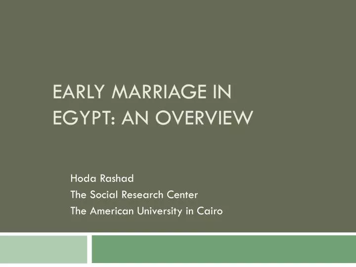 early marriage in egypt an overview