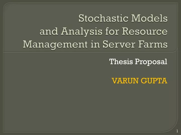 stochastic models and analysis for resource management in server farms