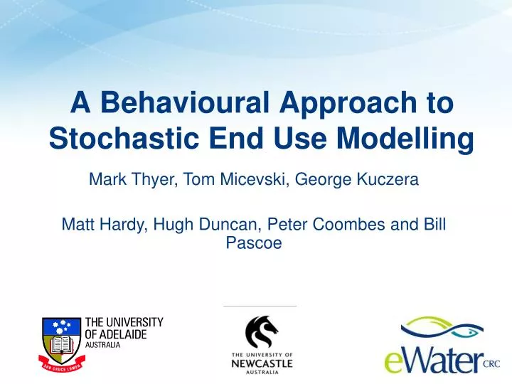 a behavioural approach to stochastic end use modelling