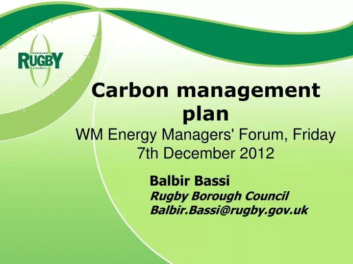 carbon management plan wm energy managers forum friday 7th december 2012