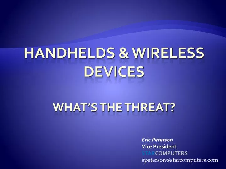 handhelds wireless devices what s the threat