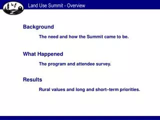 Land Use Summit - Overview