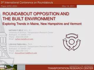 3 rd International Conference on Roundabouts