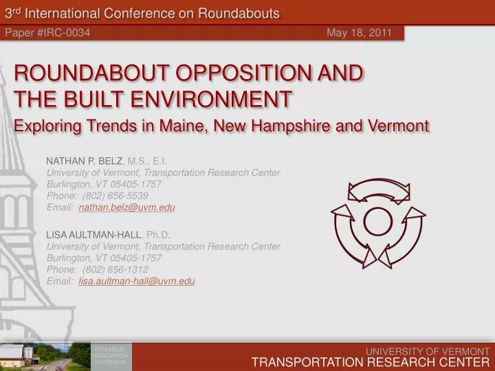 3 rd international conference on roundabouts