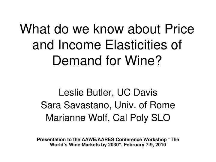what do we know about price and income elasticities of demand for wine