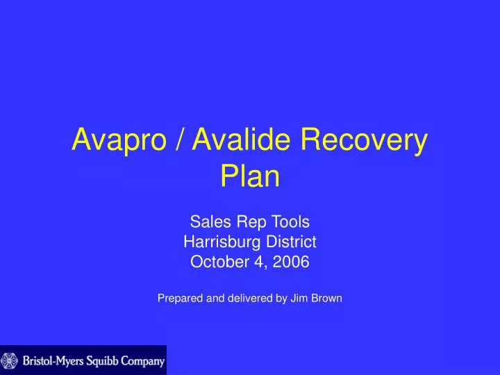 avapro avalide recovery plan