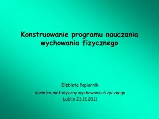 konstruowanie programu nauczania wychowania fizycznego
