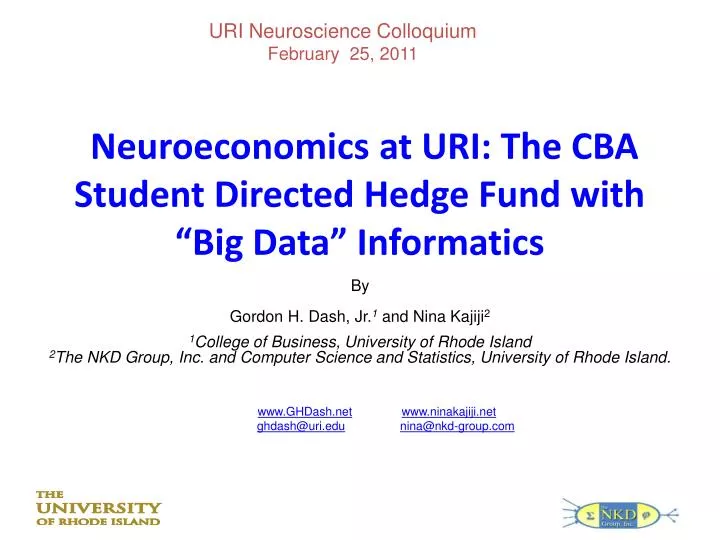 neuroeconomics at uri the cba student directed hedge fund with big data informatics