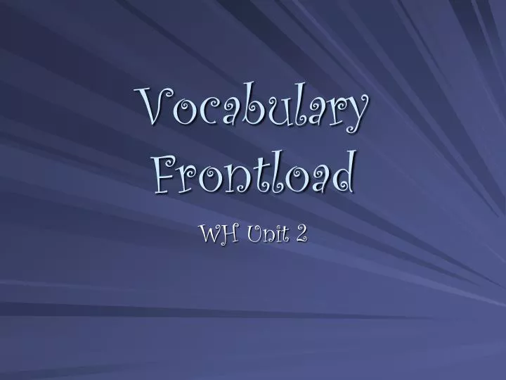 vocabulary frontload