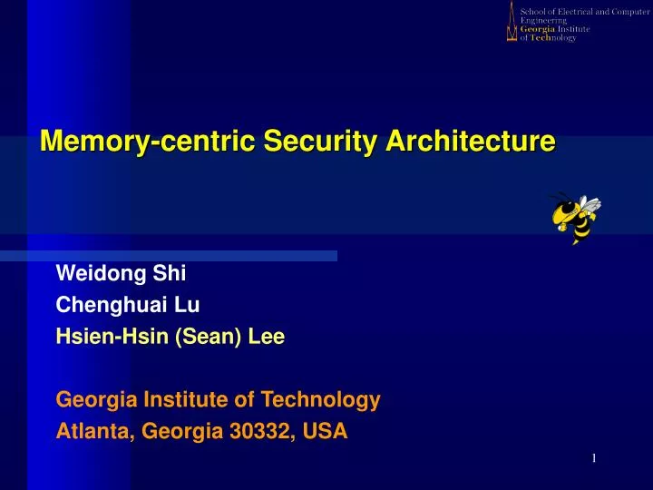 memory centric security architecture