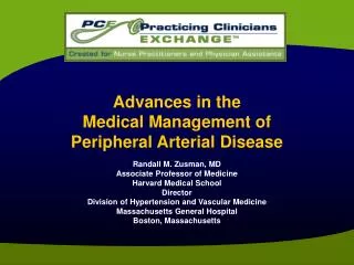 Advances in the Medical Management of Peripheral Arterial Disease