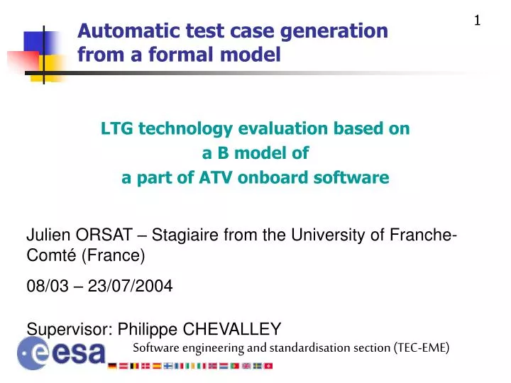 automatic test case generation from a formal model