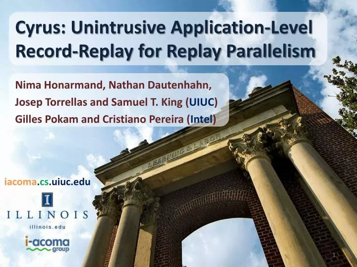 cyrus unintrusive application level record replay for replay parallelism