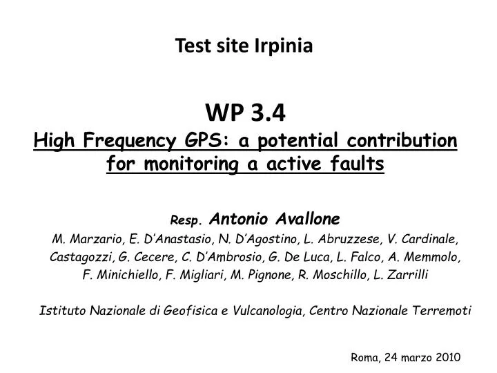 wp 3 4 high frequency gps a potential contribution for monitoring a active faults
